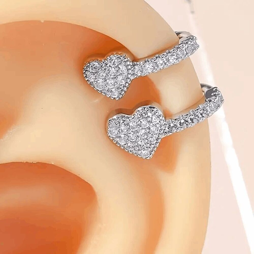 Double Heart Diamond Ear Clip